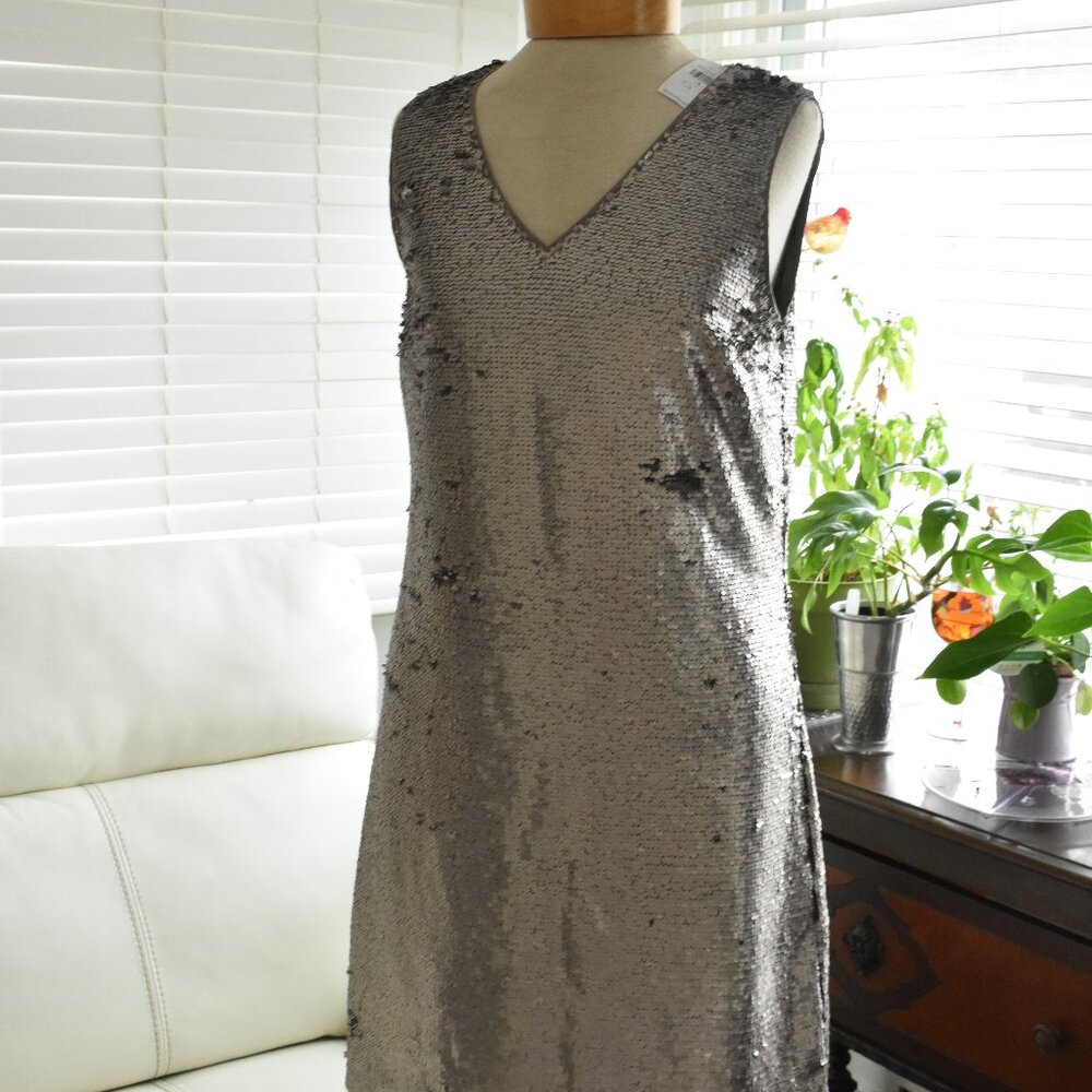 Banana Republic Champagne Sequin V-neck Dress NEW size 4